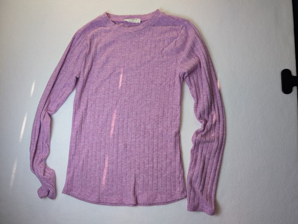 Zenana Lavender Ribbed Long-Sleeve Size Small